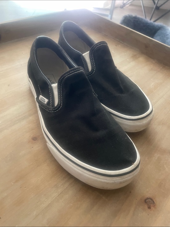 Vans Shoes - Vans Black & White Slip-On Canvas Sneakers Men 8 Women 9.5